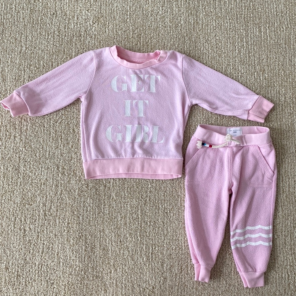 Sol Angeles Hacci set in pink 3-6 months